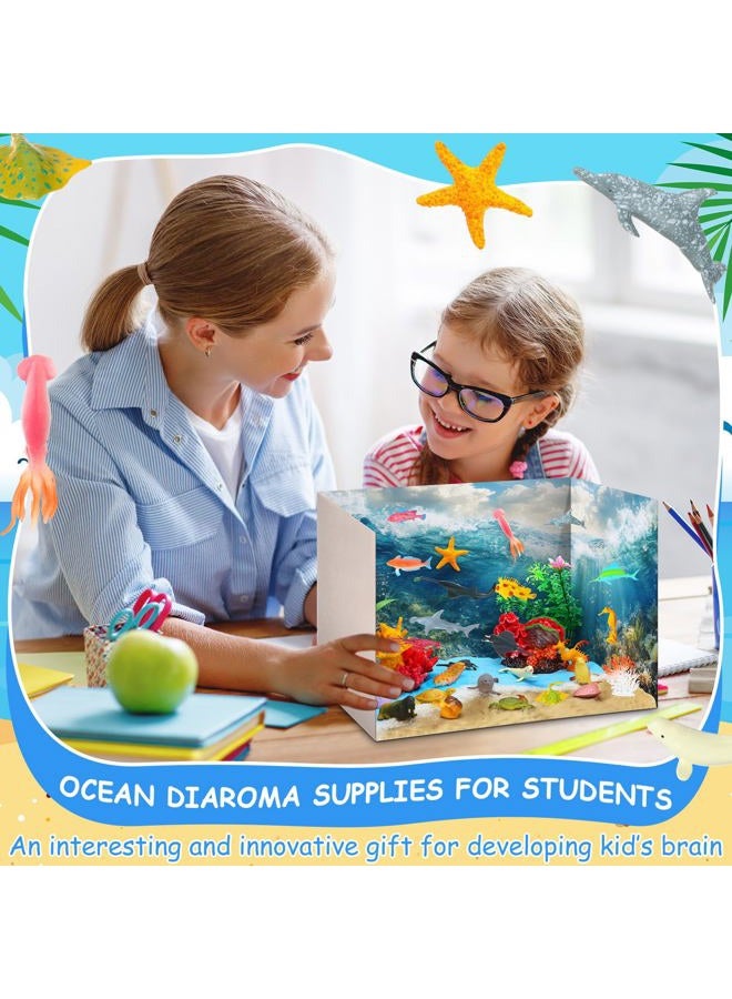 Simgoing Ocean Diorama Kit Habitat Project Supplies Under The Sea Animals Figures Small Shark Fish Figures Artificial Coral Seagrass with Gift Box for Gifts Birthday Party Decorations - Image 4