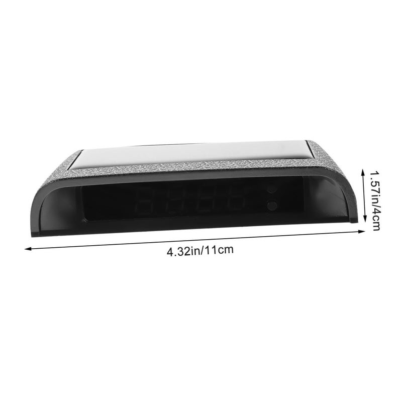 High Accuracy Sun Powered Car Clock Thermometer With Night Light LCD Display Dashboard - Image 3