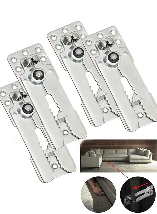 Arabest 4 Pack Sofa Connector Sectional Couch Connector with Screws, Universal Sectional Clips Sofa Connection Bracket Hooks Buckle for Sliding Sofas - Image 1