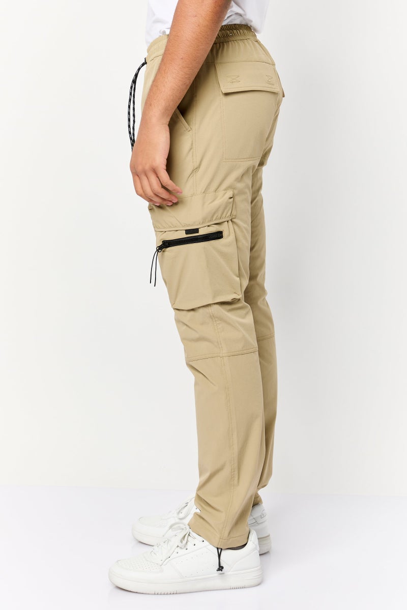 Celio Men Stretch Fit Plain Cargo Pants,Khaki  - Image 3