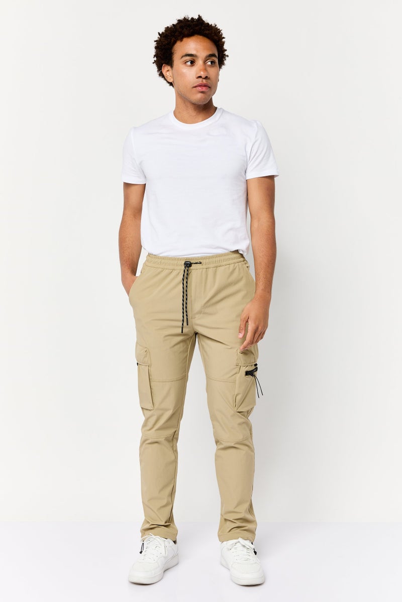 Celio Men Stretch Fit Plain Cargo Pants,Khaki  - Image 2