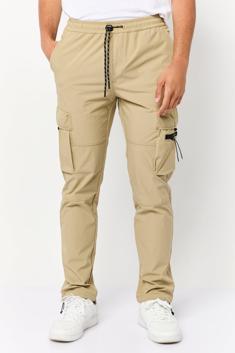 Celio Men Stretch Fit Plain Cargo Pants,Khaki  - Image 1