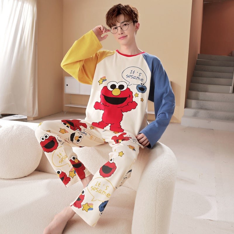 Pajamas For Men Spring And Autum Pure Cotton Long-Sleeved Thin Section Teenagers Men'S Big Children'S Home Wear Set - Image 3