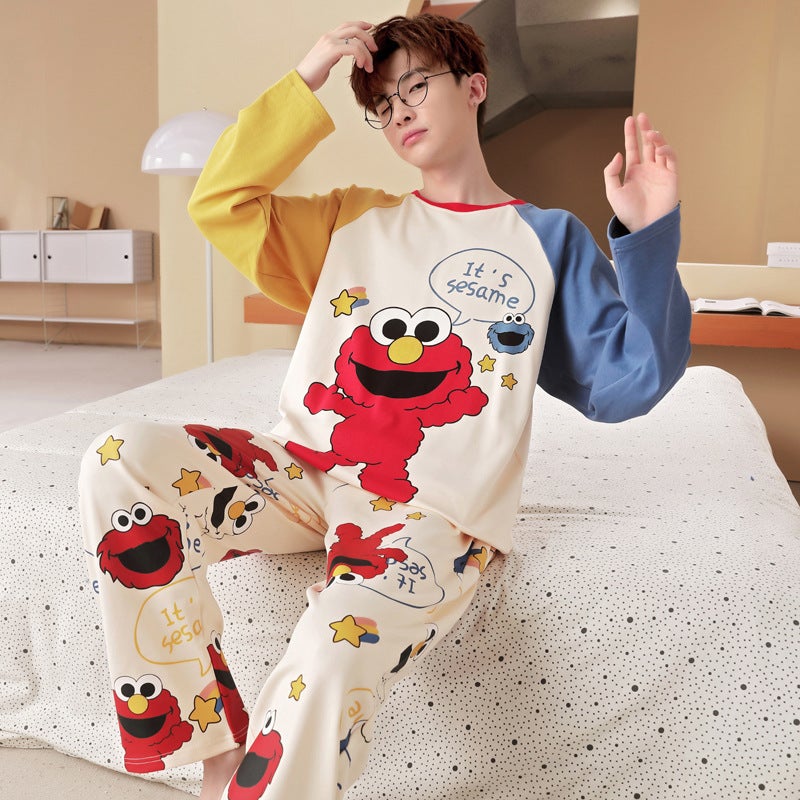 Pajamas For Men Spring And Autum Pure Cotton Long-Sleeved Thin Section Teenagers Men'S Big Children'S Home Wear Set - Image 2