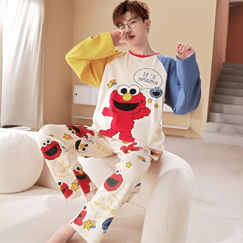 Pajamas For Men Spring And Autum Pure Cotton Long-Sleeved Thin Section Teenagers Men'S Big Children'S Home Wear Set - Image 4
