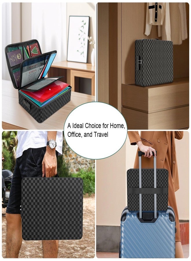Demao Portable Document Box with Lock,File Storage Box with Waterproof Zipper,Thick Oxford Document Organizer with Multi Compartment, File Organizer for Office/Travel/School - Image 5