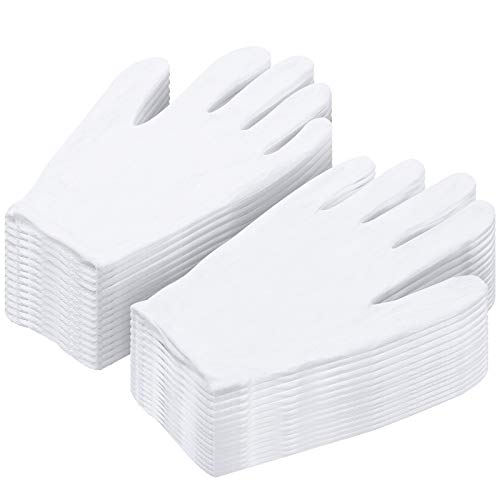 PAXCOO Cotton Gloves for Dry Hands, Paxcoo 20 Pairs Large White Cotton Gloves for Cosmetic Moisturizing and Inspection - Image 1