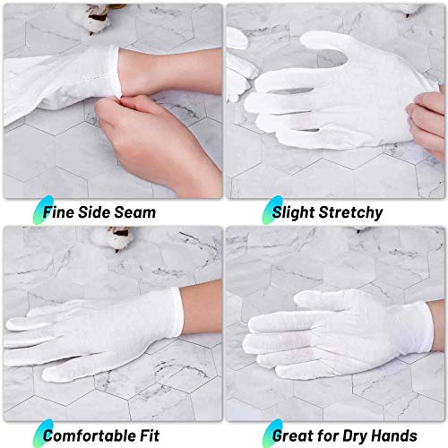 PAXCOO Cotton Gloves for Dry Hands, Paxcoo 20 Pairs Large White Cotton Gloves for Cosmetic Moisturizing and Inspection - Image 5