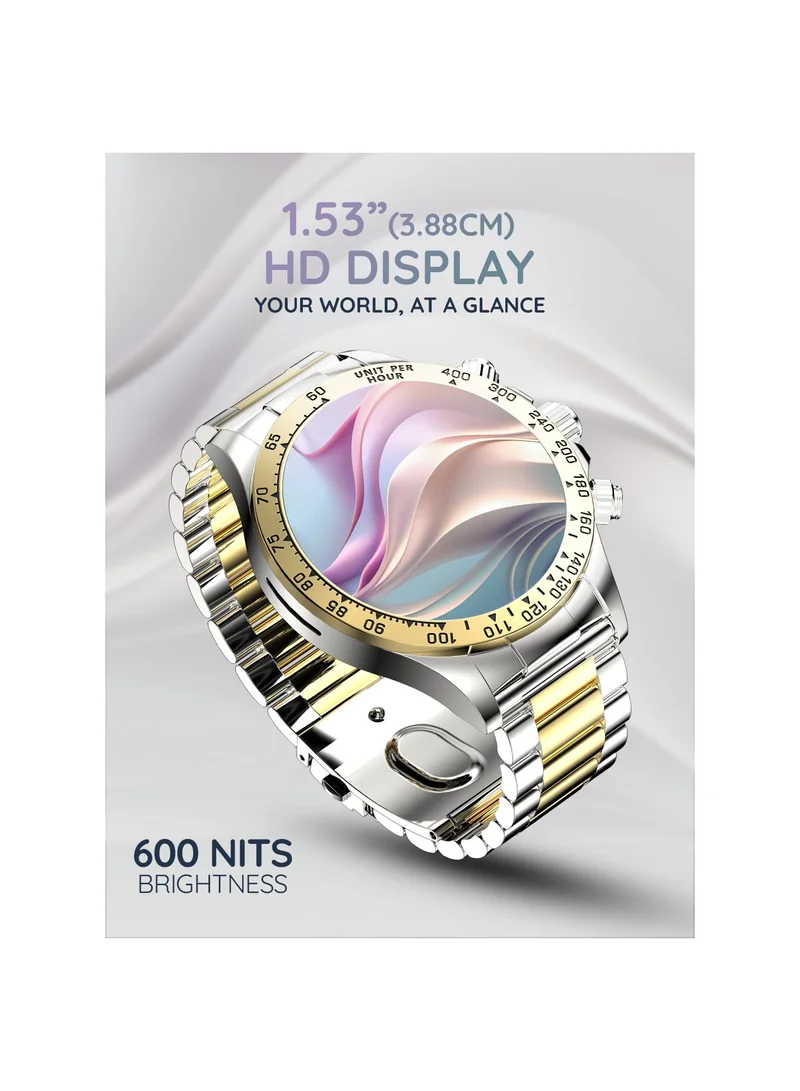 بيبل Zenith 1.53" Smartwatch for Men and Women, 600 Nits HD Display, Bluetooth Calling, Wireless Charging, In-Built Compass, Metal Build