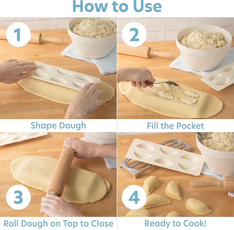 CucinaPro Cucina Pro Pierogi Maker - Includes Tray and Press for Making 6 Dumplings, Potstickers, or Pierogis - Image 3