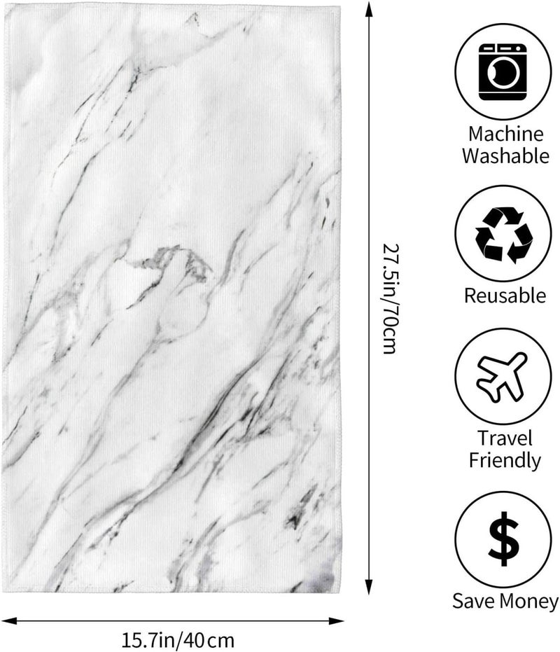 Perinsto Black and White Marble Texture Hand Towel Decorative Fingertip Towels Multipurpose for Bathroom Kitchen Gym and Spa, 27.5" X 15.7" - Image 4