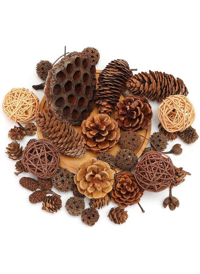 DomeStar - 38Pcs Christmas Pine Cone Set, Artificial Acorns Berry Craft And Natural Pinecones Ornament Pine Picks Fake Fruit Decor Fall Decorating Kit - Image 1