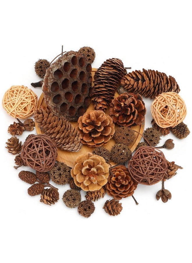 DomeStar - 38Pcs Christmas Pine Cone Set, Artificial Acorns Berry Craft And Natural Pinecones Ornament Pine Picks Fake Fruit Decor Fall Decorating Kit - Image 1