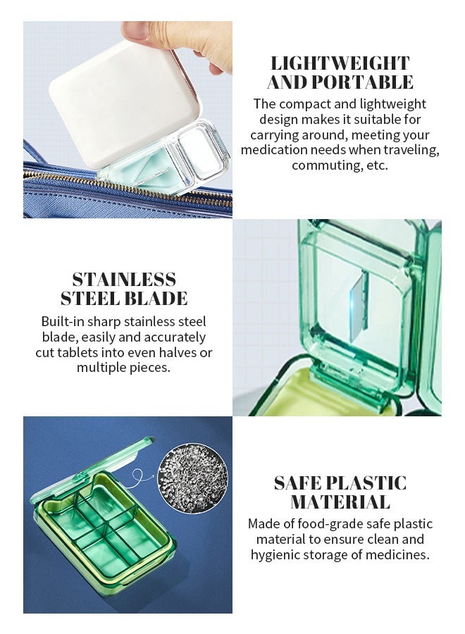 Portable Pill Splitter, Waterproof and Dustproof Pill Box, for Cutting Small Pills or Large Pills in Half - Image 3