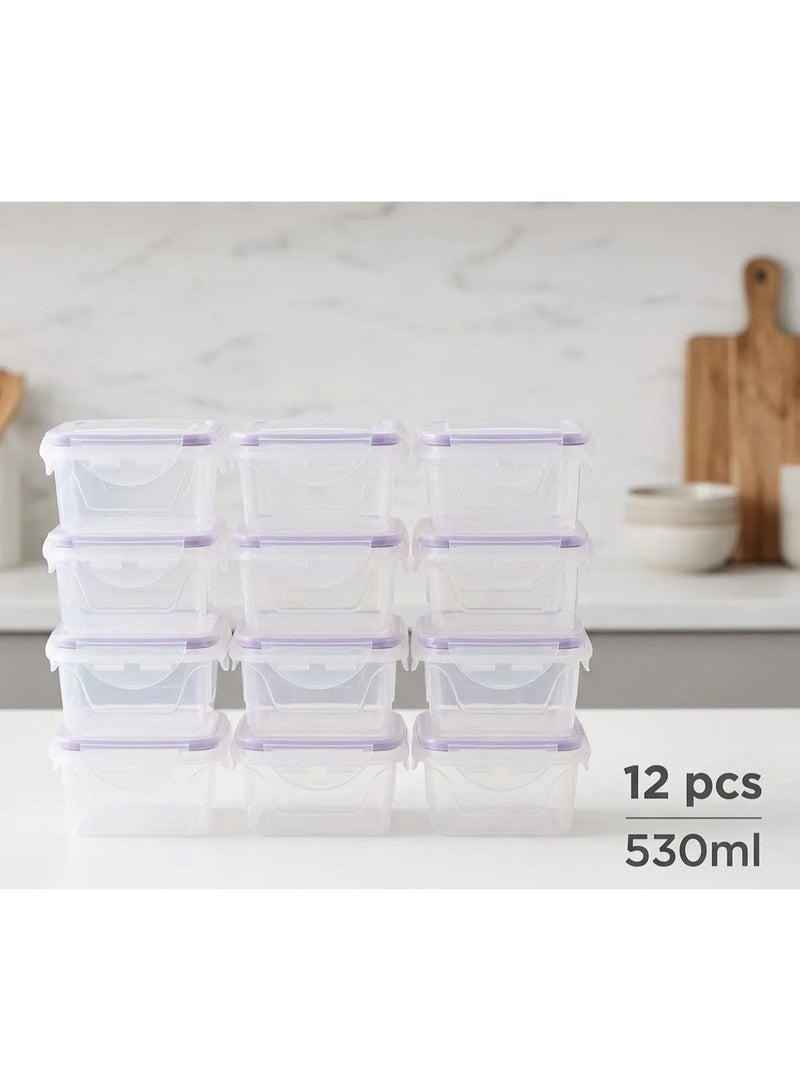 favilla Airtight plastic food storage container set – 12 pieces – 530 ml – Size 13×13×6 cm – Code 1311 - Image 2