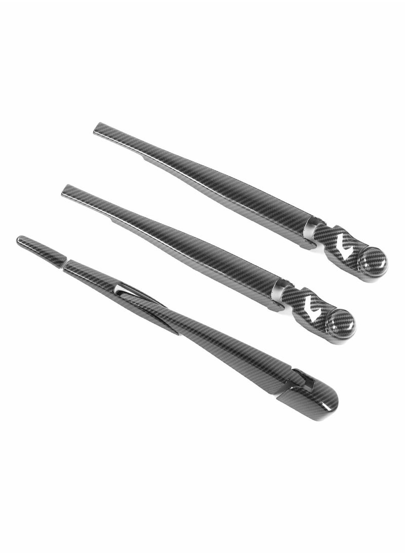 Y&D 3 Pack Front Windshield Wiper Arm Blade Set Rear Window Decoration Cover Trim Kit Carbon Fiber Replacement for JL JLU Gladiator JT 2018-2021  - Image 1