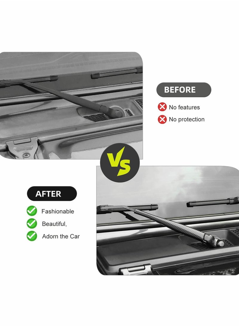 Y&D 3 Pack Front Windshield Wiper Arm Blade Set Rear Window Decoration Cover Trim Kit Carbon Fiber Replacement for JL JLU Gladiator JT 2018-2021  - Image 5