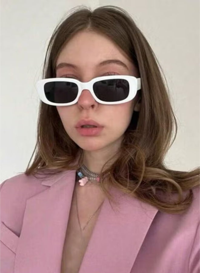 Shein Small irregular rectangular sunglasses for UV protection - white - Image 3