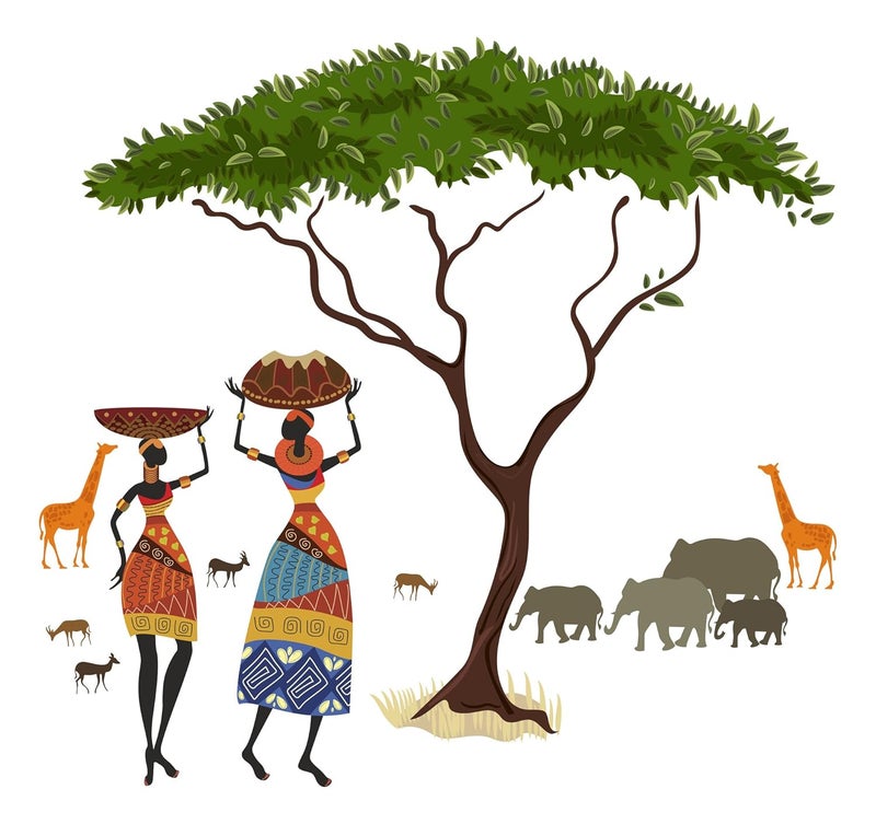Decals Design 'Artistic Tribal Ladies with Animals Nature' Wall Sticker (PVC Vinyl, 60 cm x 90 cm, Multicolour) - Image 3