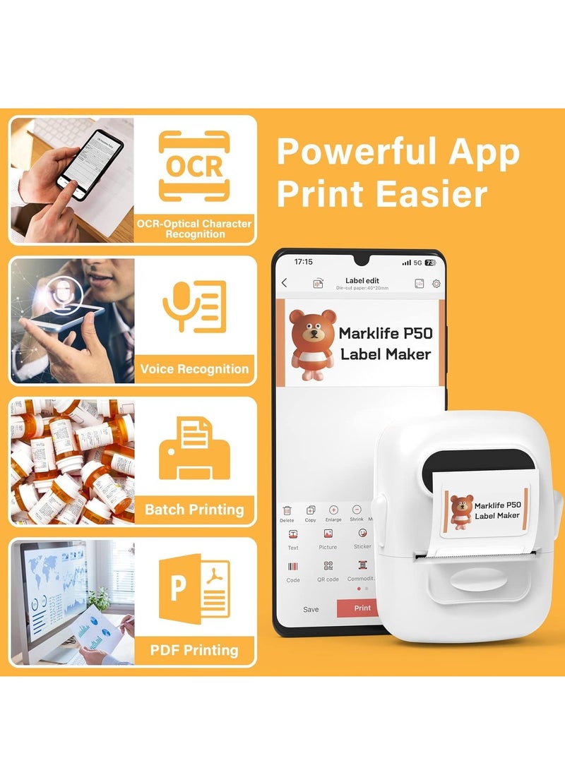 Label Maker Machine, Portable Bluetooth Thermal Label Printer. Sticker Maker, Barcode Printer for Clothing, Jewelry, Retail, Mailing,Support Arabic and English,For iOS u0026 Android - Image 2