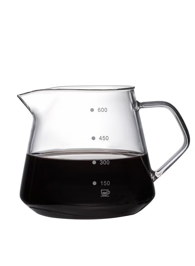 حياة الكثبان مجموعة ماكينة تحضير القهوة V60، وعاء تقديم قهوة 600 مل مع قطارة قهوة زجاجية، مجموعة قهوة يدوية 2 في 1 للمنزل أو المكتب، من 1 إلى 4 أكواب - Image 2