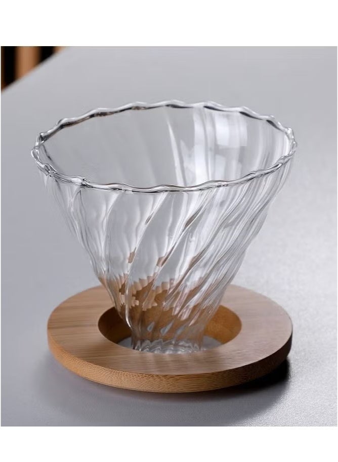 حياة الكثبان مجموعة ماكينة تحضير القهوة V60، وعاء تقديم قهوة 600 مل مع قطارة قهوة زجاجية، مجموعة قهوة يدوية 2 في 1 للمنزل أو المكتب، من 1 إلى 4 أكواب - Image 3