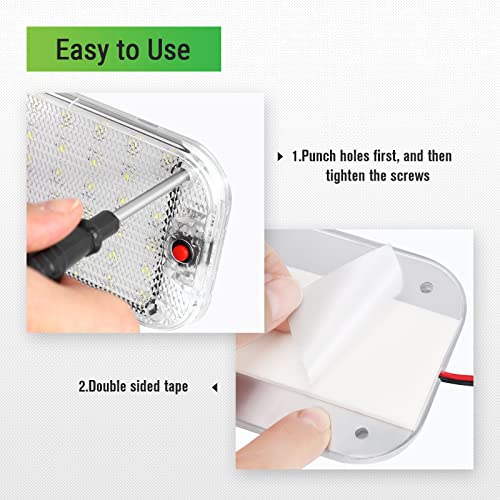 Thlevel LED Dome Light, RV Interior Lighting 12v-85v 800 Lumens Super Bright RV LED Ceiling Dome Light with ON/Off Switch RV Lights Interior for Car/RV/Trailer/Truck/Camper/Boat (2 pcs) - Image 3