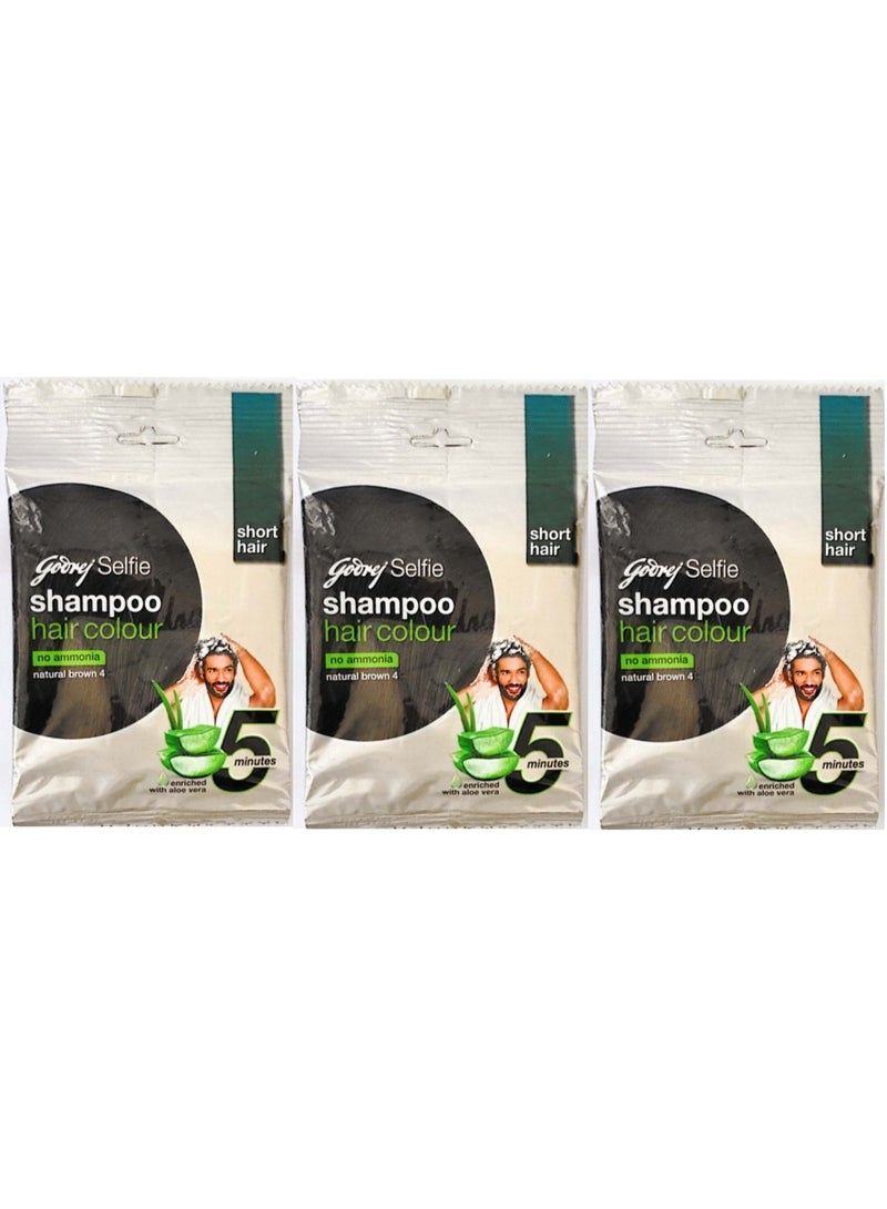 Godrej Selfie Hair Colour Shampoo Pack of 3 × 10ml Each – No Ammonia, Natural Brown - Image 2