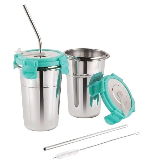 Gladnes Gladnes Steel Coffee Mug with Straw Clean Brush Travel Sipper Tumbler and sip TeaDrinking Glass - Image 1