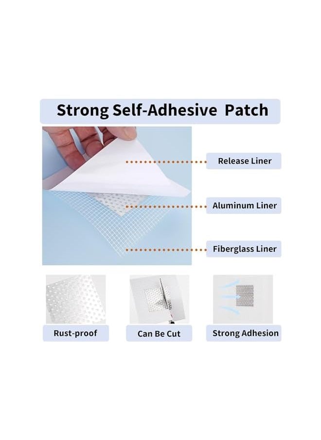 PROMASS Drywall Repair Kit 13 PCS, 2/4/6 Inch Self-Adhesive Drywall Patch with Scraper and Sandpapers, High Strength Aluminum Wall Patch Repair Kit, Plasterboard Hole Repair Kit for Fixing Dry Wall Holes  - Image 3