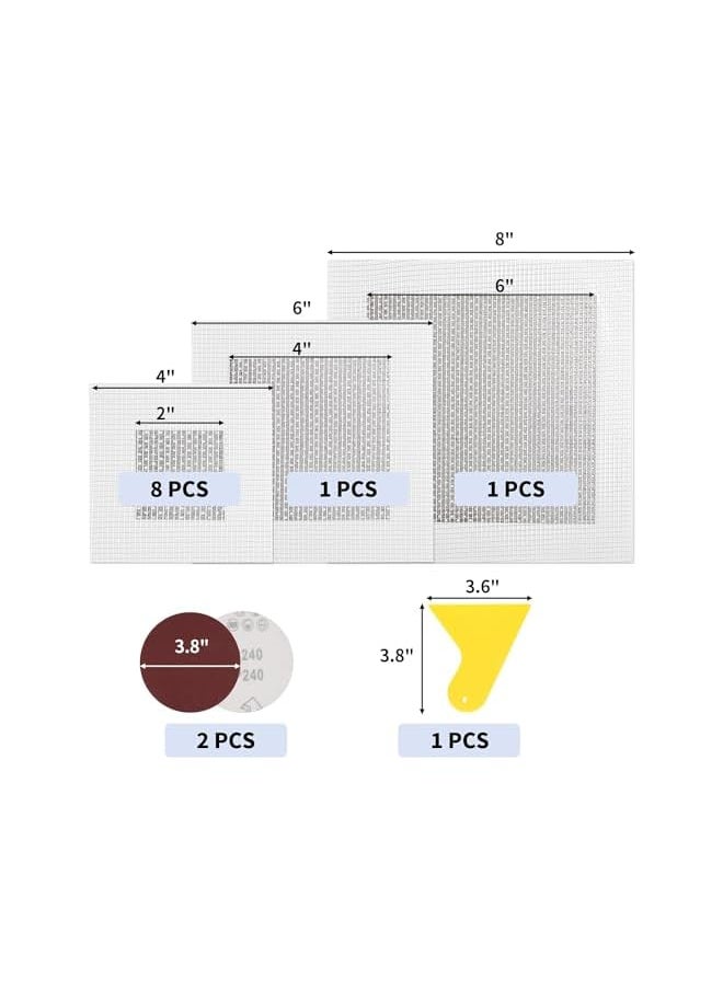 PROMASS Drywall Repair Kit 13 PCS, 2/4/6 Inch Self-Adhesive Drywall Patch with Scraper and Sandpapers, High Strength Aluminum Wall Patch Repair Kit, Plasterboard Hole Repair Kit for Fixing Dry Wall Holes  - Image 2