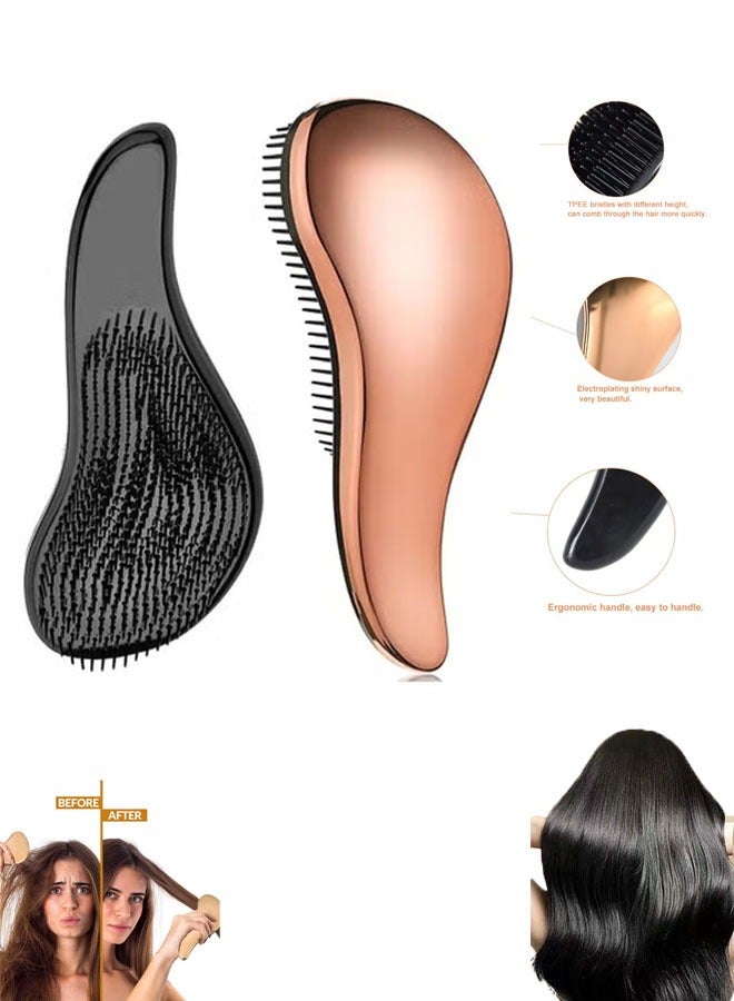 Loquat Scalp Massage Detangling Brush, Detangler Hair brush for Women, Anti-knot Styling Comb Beauty Tools for Thick Curly Straight Wet or Dry Hair (Rose Gold) - Image 1