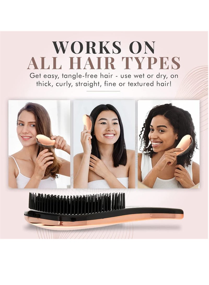 Loquat Scalp Massage Detangling Brush, Detangler Hair brush for Women, Anti-knot Styling Comb Beauty Tools for Thick Curly Straight Wet or Dry Hair (Rose Gold) - Image 4