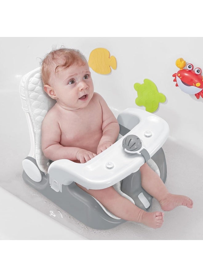 BabyBond Baby Bath Seat with Sitting & Lying 2 Modes, 3-Speed Adjustment, Powerful Suction Cups, Infant Bathtub Chair with Soft and Comfortable Towel, Folding and Hanging - Image 1
