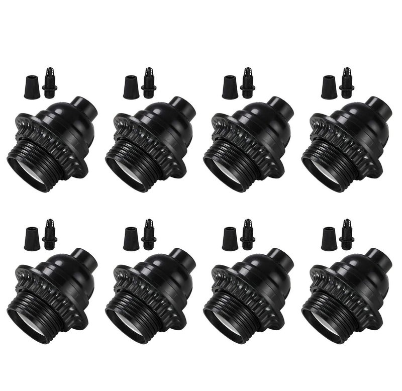 Aplstar Black E26/ E27 Light Sockets, Retro Edison Lamp Holder with E26 Medium Screw, 200℃ Heat Resistant Standard Screw-in Lamp Socket for Vintage Edison Bulbs Pendant Lamp (8PACK) - Image 1