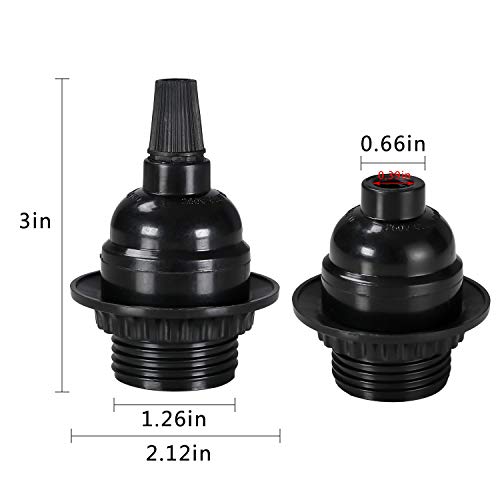 Aplstar Black E26/ E27 Light Sockets, Retro Edison Lamp Holder with E26 Medium Screw, 200℃ Heat Resistant Standard Screw-in Lamp Socket for Vintage Edison Bulbs Pendant Lamp (8PACK) - Image 2