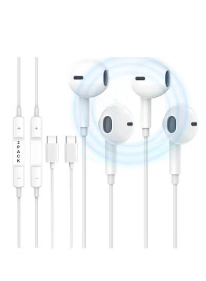 general 2 Pack USB C Headphones for iPhone 15,Type C in-Ear Earbuds with Microphone & Remote Noise Cancelling Wired Earphones for iPhone 15 Pro Max/15 Pro/15, iPad Pro, Most USB C Jack Devices - Image 1