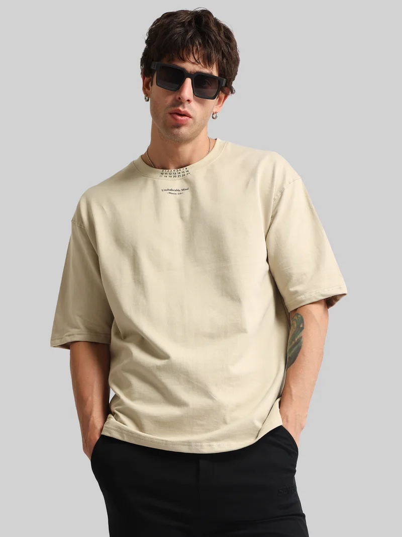 مانياك Maniac Mens Printed V Neck Raglan Half Sleeve White & Navy Cotton T-Shirt