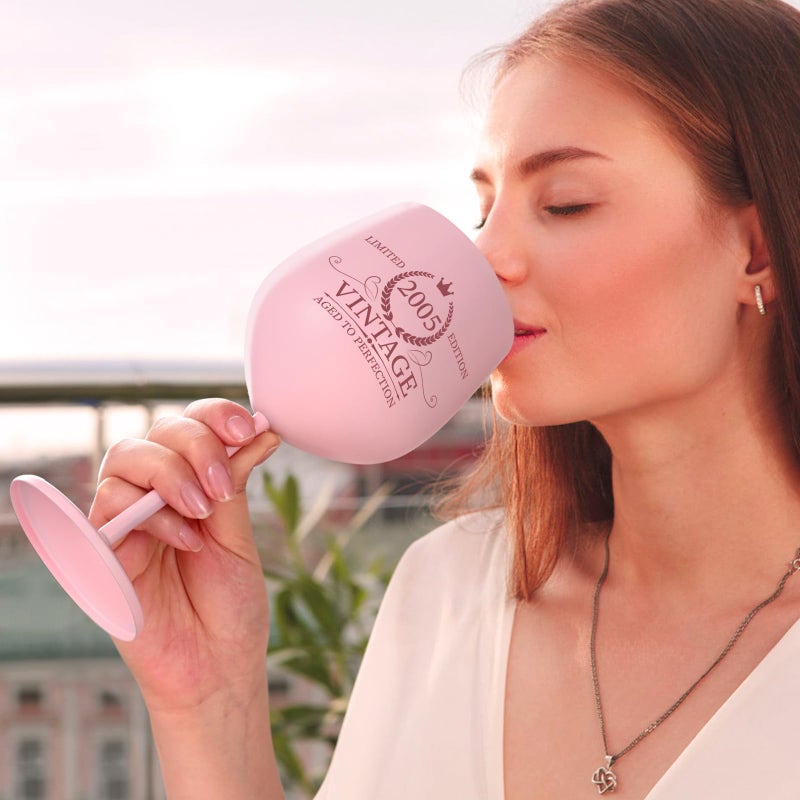 Lifecapido 21st Birthday Gifts for Her, Vintage 2005 Stainless Steel Wine Glass with Wine Bag and Card, 21 Bday Gifts, 21 Year Old Birthday Decorations for Women Daughter Sister Friends - Image 4