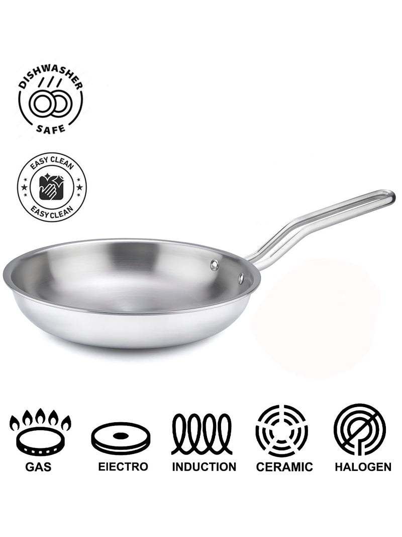 Home Pro HOME-PRO Triply Stainless Steel Fry Pan 24cm Diameter with lid 1.7L Capacity (Triply, Induction Bottom) - Image 2