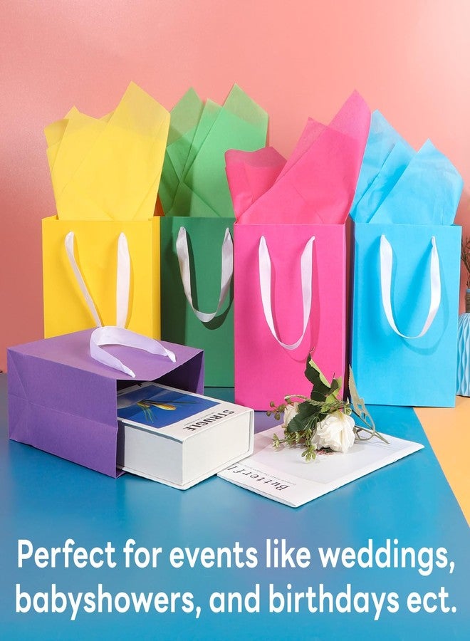 MOXARYSU 5 Pcs Small Medium Gift Bags With Handles: 7x4x9 Kraft Paper Bags With 10 Tissues For Party, Birthday,Baby Shower,Wedding（Rich Color） - Image 3