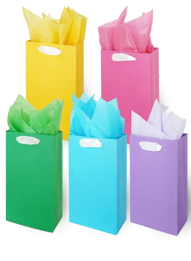 MOXARYSU 5 Pcs Small Medium Gift Bags With Handles: 7x4x9 Kraft Paper Bags With 10 Tissues For Party, Birthday,Baby Shower,Wedding（Rich Color） - Image 1