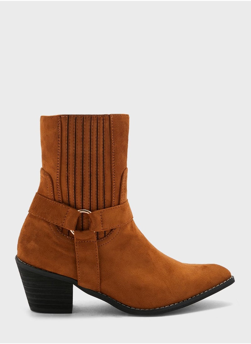 Ginger - Suede Cowboy High Heel Ankle Boots - Image 1