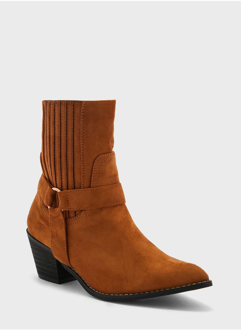 Ginger - Suede Cowboy High Heel Ankle Boots - Image 1