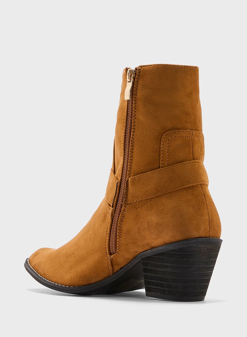 Ginger Suede Cowboy High Heel Ankle Boots  - Image 3