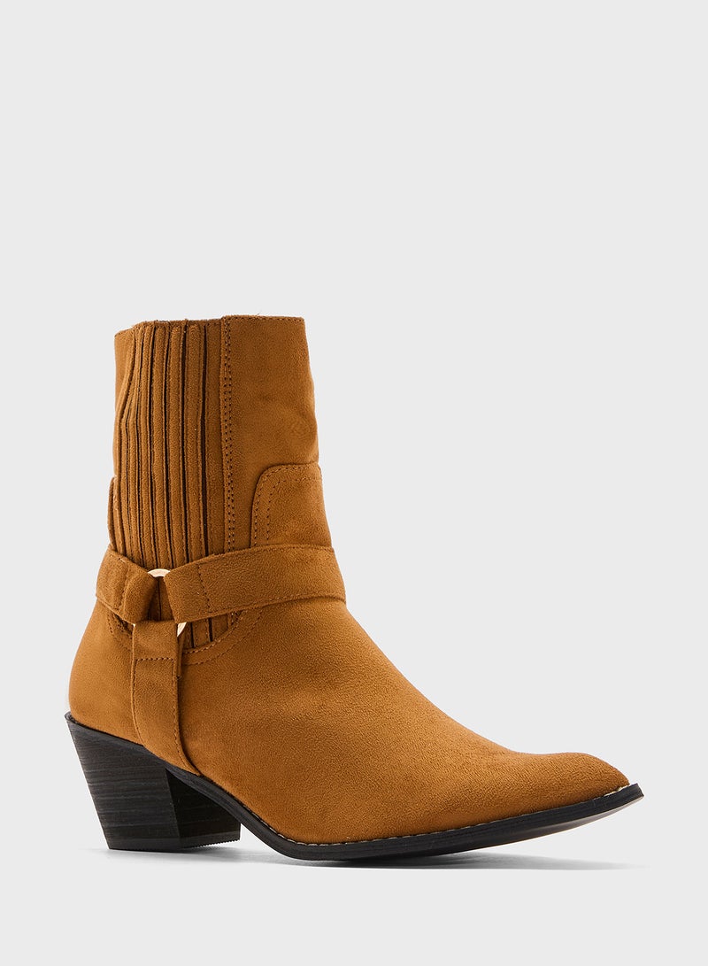 Ginger Suede Cowboy High Heel Ankle Boots  - Image 2