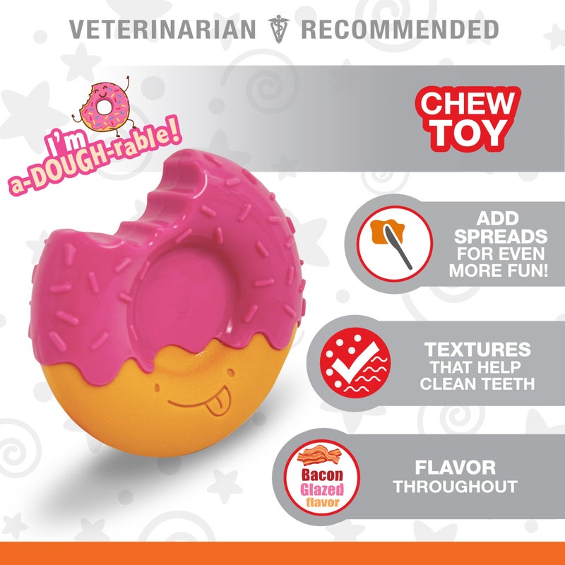 Nylabone Donut Power Chew Toy for Dogs, Dog Toys for Aggressive Chewers, Bacon Glazed Flavor, Medium Dogs - Up to 35 lbs, 1 Count - Image 2