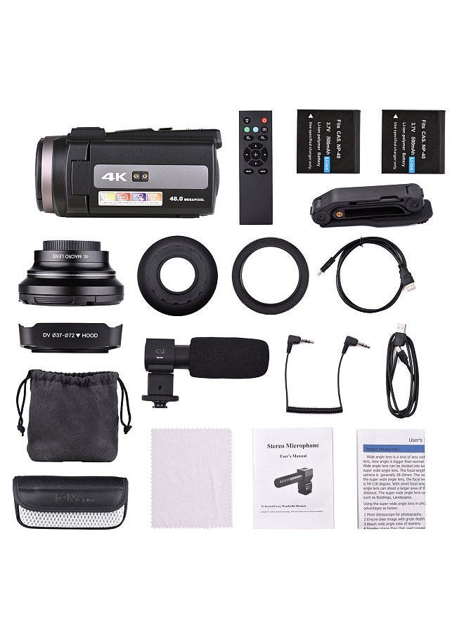 Generic - 4K 60FPS Ultra HD Digital Video Camera DV Camcorder 48MP 16X Zoom 3-inch Rotatable LCD Touch Screen WiFi Sharing IR Night Vision Motion Dectection Anti-shaking Time Lapse Slow Motion - Image 1