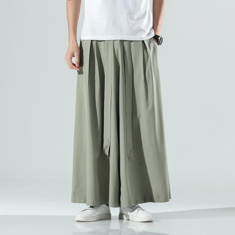 Ethereal Summer Thin Mens Casual Ice Silk Pants Army Green ice silk touch 