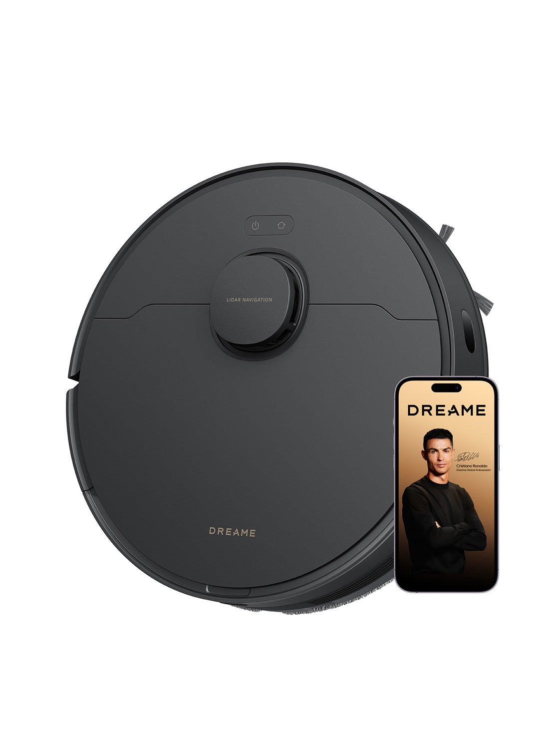 DREAME D20 Robot Vacuum, 13,000Pa Suction Power, DuoBrush for Zero Tangled Hair, LDS Navigation, 2-in-1 Vacuum & Mop, 5,200mAh Change to 285 mins Battery life, 2 Years Warranty, Black
